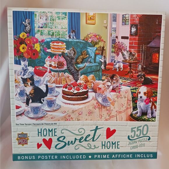 Master Pieces ~ Home Sweet Home ~ "Tea Time Terrors" 550 Piece Puzzle - Picture 1 of 2
